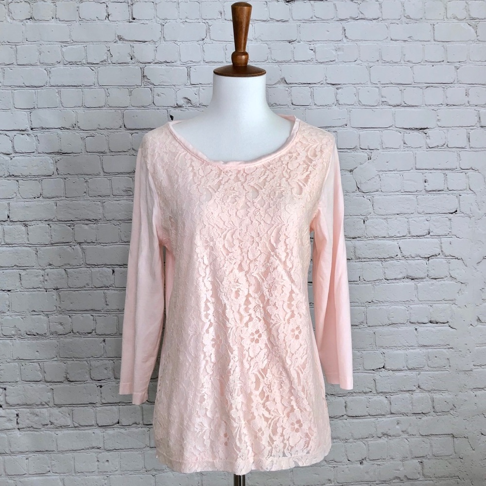 Chico’s Pink Lace Overlay Top
